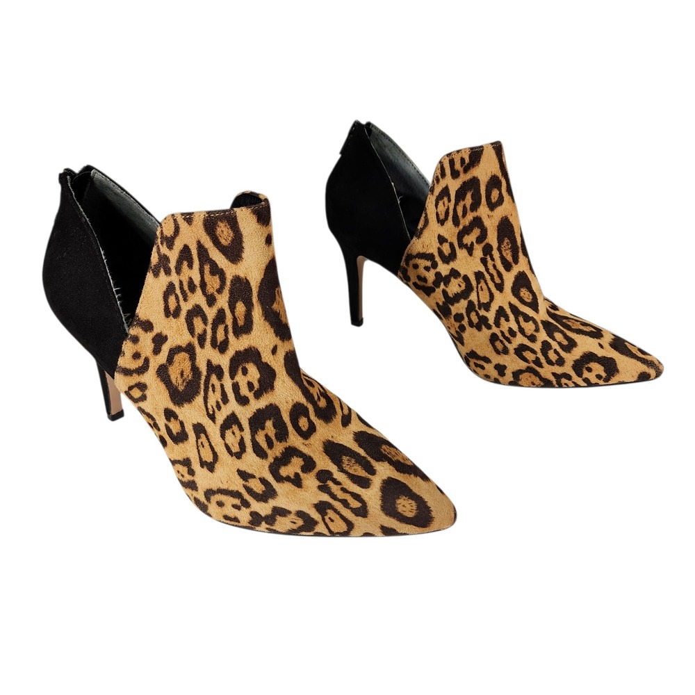 Enzo Angiolini Leopard Print Stiletto Booties sz 9M Women Pointed Toe‎ Zipper